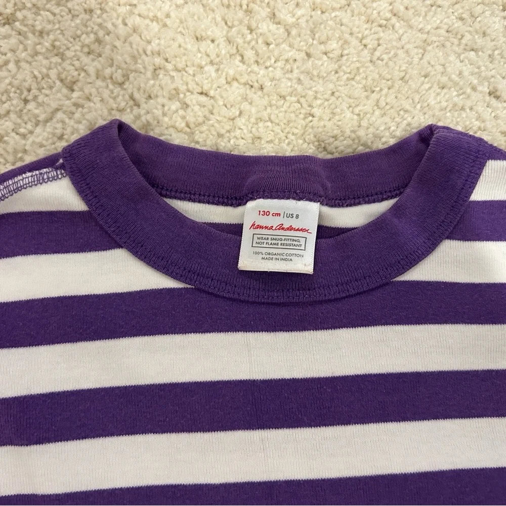 Hanna Andersson Kids Bundle of 2 Pajama Sets in Purple/White, Pink/White Size 8 - Picture 3 of 4